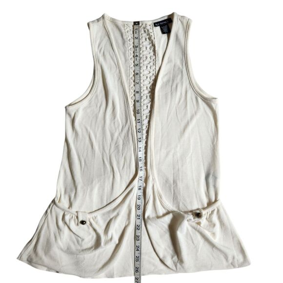Self Esteem Off White Crochet Sleeveless Open Front Boho Vest sz S - Picture 11 of 12